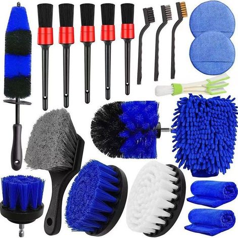 20 Kit Nettoyage Voiture avec Brosse Jante Voiture,Brosse Perceuse,Gant Microfibre Chiffon Microfibre Voiture,Brosse Métallique Nettoyage Voiture Interieur,Pad Polissage (1/4)