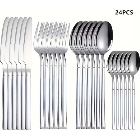 (Service de table argenté) Vaisselle en acier inoxydable pour 6 personnes, nouvelle vaisselle de cuisine. (1/5)