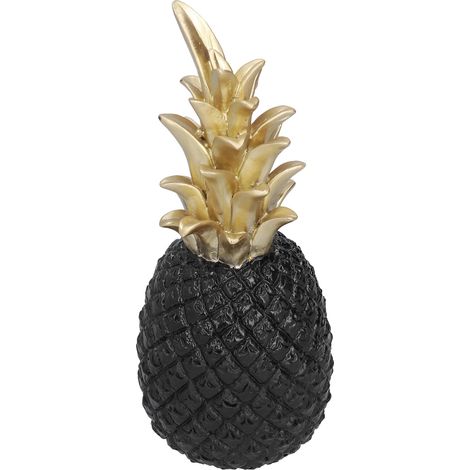 Ananas artificiel en résine, décoration pour la maison, style nordique, noir et or, taille moyenne. (1/5)