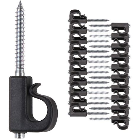 20pcs Crochet à Visser pour Lumière de Noël, Plantes Suspendues Dans le Jardin, Fil de Fer, Tasses, Ustensiles de Cuisine, 4.8cm/26lbs, Noir