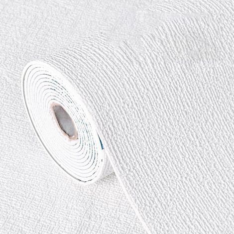 Papier peint résistant à l'humidité, 50 x 500 cm, rouleau XPE pour salon, couloir et escaliers pour maison, salon, chambre à coucher, cuisine (blanc) (1/5)