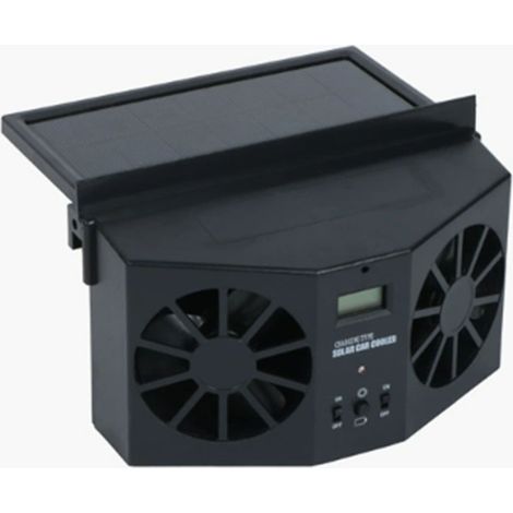 Ventilateur d'extraction solaire pour voiture, 2 têtes, fixation fenêtre, circulateur d'air portable et silencieux, rafraîchisseur d'air pour l'intérieur de voiture stationnée en été. (1/5)