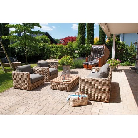 Sonnenpartner Sands Loungesofa Aluminium mit Polyrattan Light Oaks Lounge-Sofa