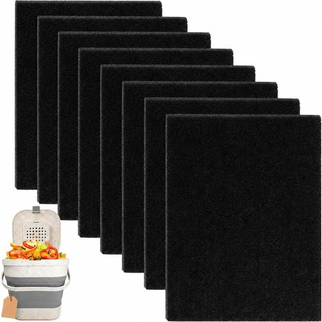 12 Pièces Filtre à Charbon Actif Compatible avec Poubelle, Filtre Anti-Odeur 95 x 70 x 5 mm, Remplacement pour Composteur Cuisine et Poubelle Bio (1/5)