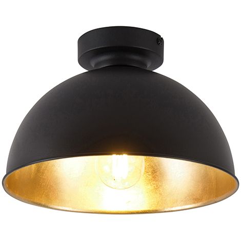 Smarte Deckenleuchte Schwarz mit Gold 28 cm inkl. WLAN A60 - Magnax