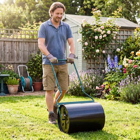Lawn Roller, 16 Gallon Water/Sand Fill, Metal, Black (1/5)