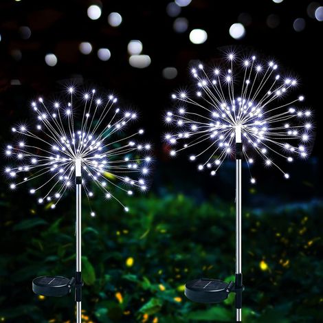 MINKUROW Luce Solare Per Giardino Esterno, Set Di 2 Fuochi D'artificio Solari 120 Led Decorazione Del Giardino, Luci Solari Da Giardino Luci Da Giardino Impermeabili Tarassaco Per Prato Balcone Decora (1/5)