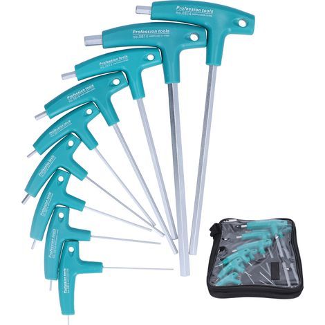Set of 9 double-ended T-handle hex keys - Non-slip handle with storage case (efficient tightening) (1/5)
