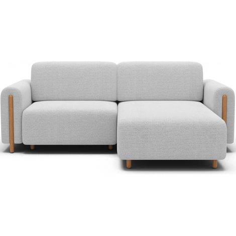 Canapé d'angle convertible ARVESSA blanc alpin chenille – Angle droit (1/5)