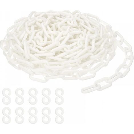 Maillons de chaîne en plastique blanc, 700 cm,6 mm, pour barrières, parkings, clôtures, portails et décoration (1/5)