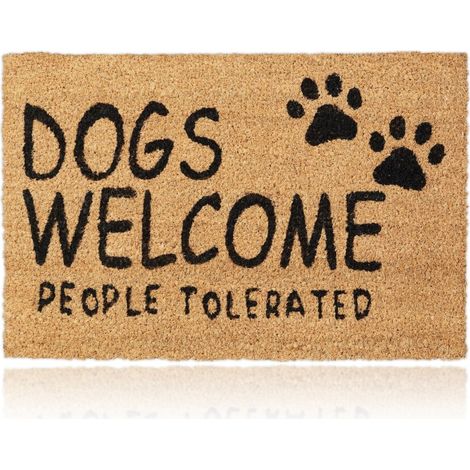 Relaxdays Felpudo Entrada Casa Perros, Alfombrilla Puerta, Coco y Goma, 60x40 cm, Tapete Welcome, Marrón Natural (1/5)