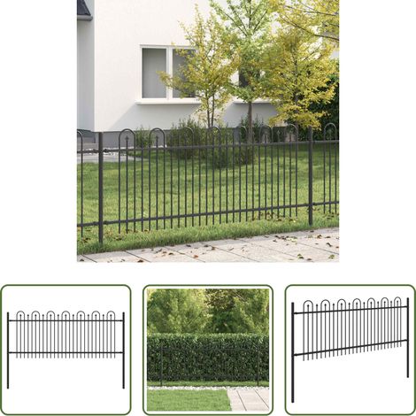 Gartenzaun - Spitzenbogenzaun Schwarz 200 x 130 cm Pulverbeschichteter Stahl (1/5)