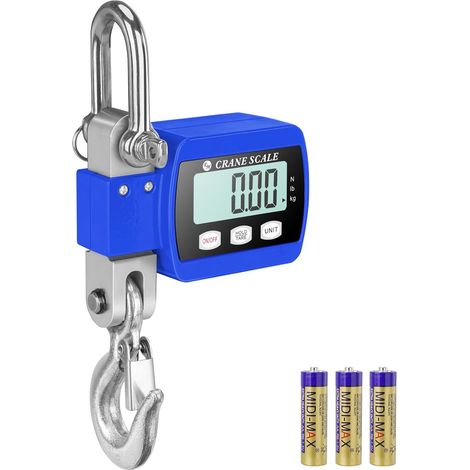 Balanza digital LCD para grúa, balanza industrial portátil, rango de medición de 0,05 a 500 kg, grúa eléctrica de alta resistencia con gancho, color azul.