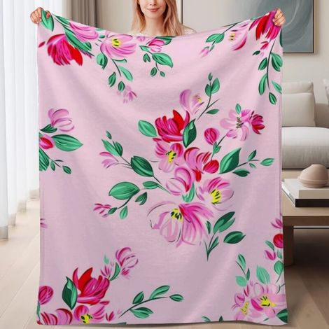 Couverture de lit en polaire, jeté doux et chaud de printemps, légère et luxueuse en microfibre de polyester, décoration intérieure cosy, cadeau parfait pour hommes et femmes,6080 pouces (1/4)