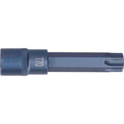 Lot S2 acier allié embout étoile T70 1/2X100 mm pour clé à choc électrique, bleui, outil de quincaillerie en blister (1/5)