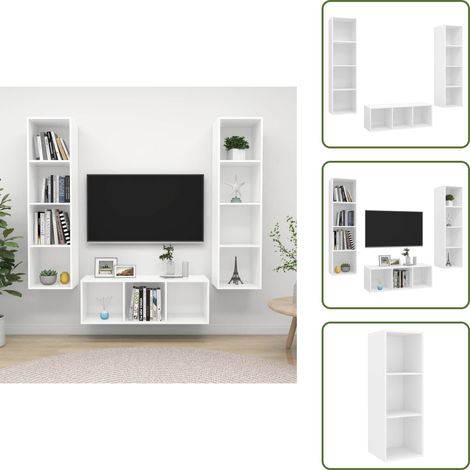 The Living Store Juego de muebles de salón 3 piezas madera de ingeniería blanco - Armarios de TV