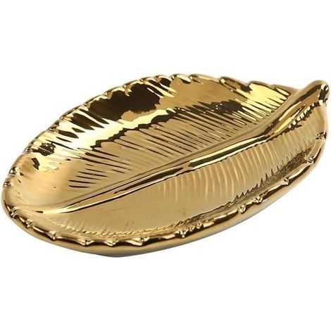 Non-slip ceramic soap dish with gold leaf - 15 x 9.5 x 2 cm (1/4)