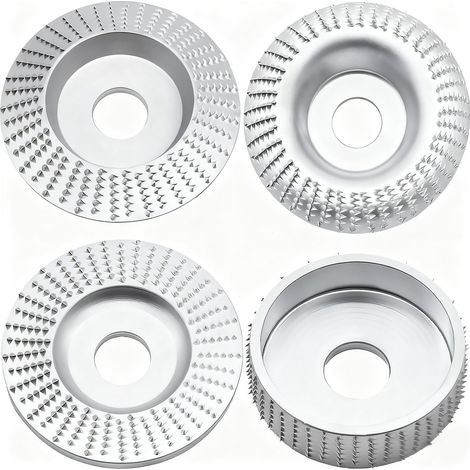 Lot de 4 disques de fraisage pour meuleuse d'angle en bois - 115/125 mm - Avec disque abrasif à bois de 22 mm - Pour façonner, meuler et couper (1/5)