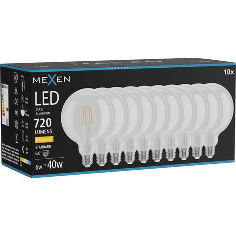 Mexen Vintis 10x Ampoule filament LED E27, G125, 6W, Chaude - 2700K, 720 lm, claire - L158-E27-0627-00x10 (1/5)