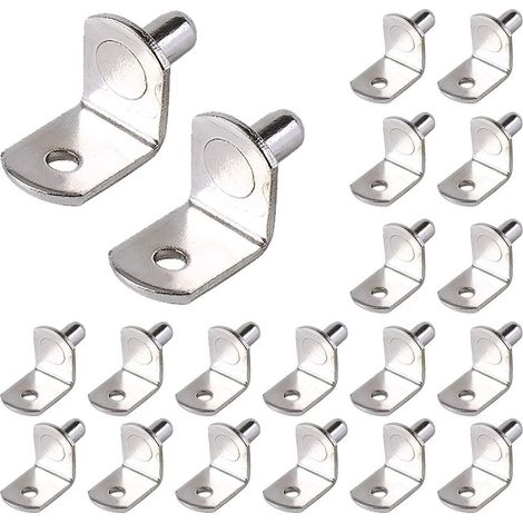 Chevilles de Support d'Étagère 20 Pièces 6mm Chevilles de Support en Forme de L en Métal Support Etagere Chevilles Plaquées Nickel (1/5)