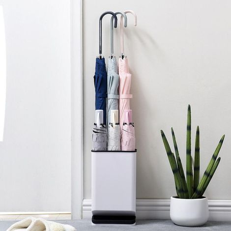 (Couleur : noir) Porte Parapluie en Plastique, Porte Parapluie d'intérieur pour entrée, Bureau, avec bac d'égouttage Amovible pour Cannes et Clubs de Golf, châssis étanche et antidérapant (1/5)