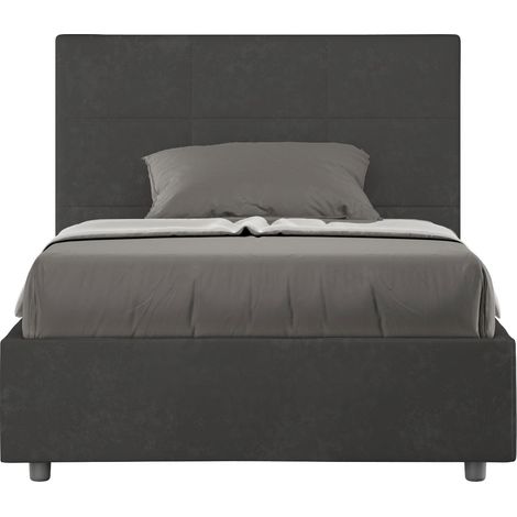Letto 1 Piazza e Mezzo 120x200 cm con Rete e Contenitore Mika Grigio (1/5)
