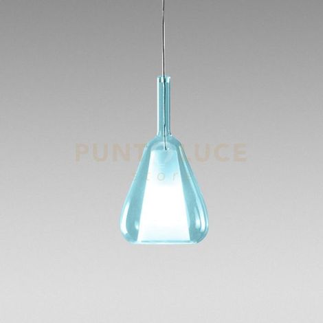 OFELIA S/11 - VETRO BLU-TRASPARENTE E PORTALAMPADA BIANCO 1 LUCE ATTACCO E27 CAVO TRASPARENTE SENZA BASE DI ATTACCO D.20CM H.38,2CM