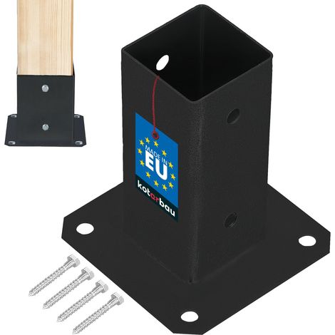 KOTARBAU® Support Poteau Bois - Acier Revêtu par Poudre - 60 x 60 mm - Noir - Pied de Poteau - Fixation Robuste - Résistant à la Corrosion (1/5)
