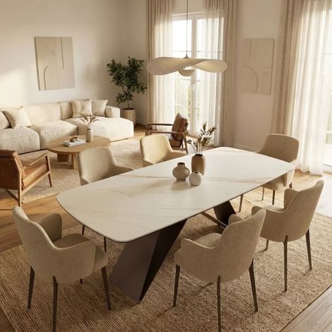 Orion, Tavolo fisso con top in Ceramica Marmo calacatta (110cm X 220cm H. 76cm) Duzzle (1/5)