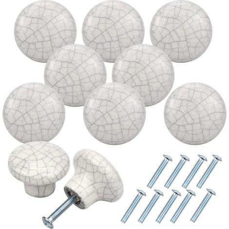 10 tiradores de cerámica vintage para cajones y puertas, pomos blancos de 32 mm, pomos redondos para cajones, pomos para puertas, tiradores para armarios, vestidores, cocinas y habitaciones infantiles (1/5)