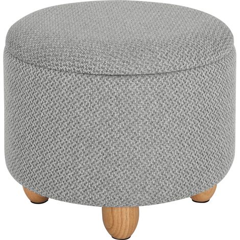 Puff redondo con almacenamiento y bandeja, lino gris claro, 39 x 39 x 33 cm HOMVRA (1/5)