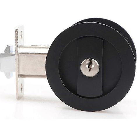 Serrure pour porte coulissante à galandage noire, quincaillerie ronde pour porte coulissante à galandage noire contemporaine Lo JP (1/5)