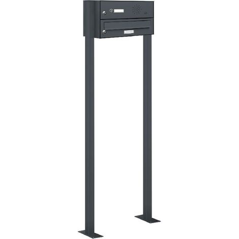 1er Standbriefkasten Freistehend mit Klingel Sprechgitter RAL 7016 Anthrazit (1/5)