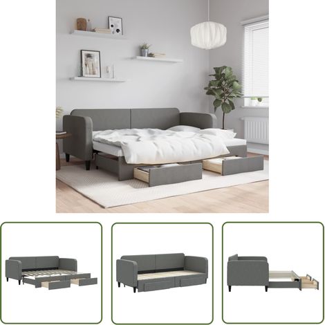The Living Store Lit de jour avec gigogne et tiroirs sans matelas 80x200 cm - Canapé Convertible - Lit Gigogne - Meuble Multifonction - Rangement Intégré - Literie (1/5)