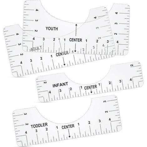 4 pièces outil d'alignement t-shirt, règle transparente acrylique, guide centrage sublimation, pour presse à chaud et vinyle (1/5)