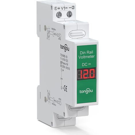 Voltmètre compact avec affichage numérique LED DC11V-310V, détecteur de tension, montage sur rail (1/5)