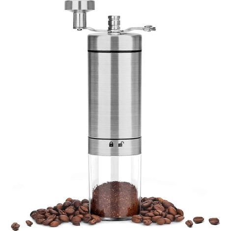 Moulin à café manuel portable, taille de mouture réglable, pour expresso, cafetière à piston et café filtre, pour une utilisation à la maison et en voyage.-AquaForge (1/5)
