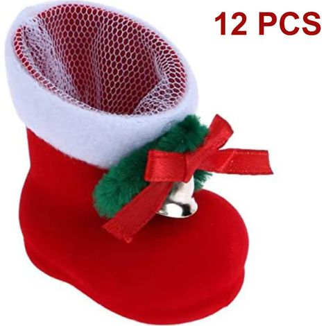 12pcs botas de Nikolaus para rellenar y colgar botitas de Navidad Decoración de Navidad Bolsas de regalo con campana (1/5)