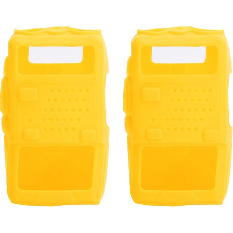 2PCS Housse de Protection Souple en Silicone pour Talkie-Walkie Baofeng UV5R (Jaune) (1/5)