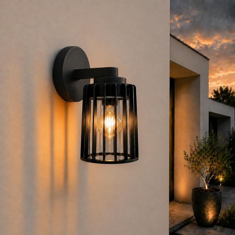 Applique Murale Extérieure Aluminium Noir, Lampe Murale E27 Max 15W (1/5)