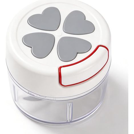Procesador de alimentos manual, picador portátil de cebolla y jengibre con cuchilla de acero inoxidable 304 purés papillas infantiles. (Gris) (1/5)