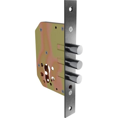 Serrure auxiliaire à encastrer pour portes en bois Déplacement 20 mm et entrée : 50 mm Sans poignée Acier Noir Livré avec vis (1/5)