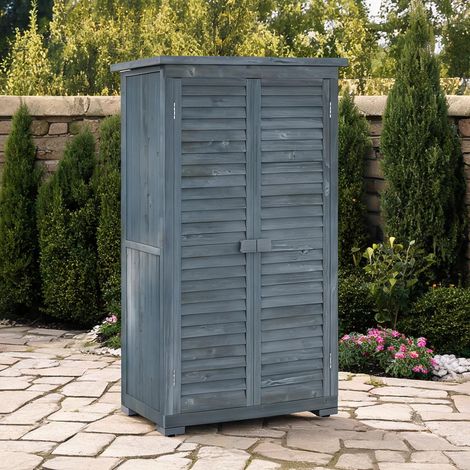 Armoire de jardin en bois gris avec toit en bitume 87 x 46.5 x (1/5)