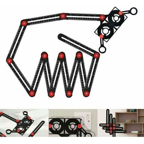 Alovez - Règle de mesure multi-angles, 12 côtés précis en alliage d'aluminium, outil de mise en page de gabarit avec poinçon, outil de perçage pour les constructeurs, artisans, charpentiers, bricole (1/5)