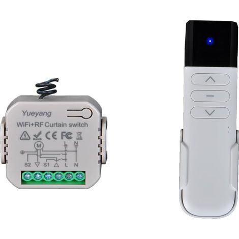 Commutateur de Volets Roulants WiFi avec Télécommandes RF, Module de Commande Sans Fil, Relais Électriques pour Rideaux et Volets, Interrupteur de Minuterie (1/5)