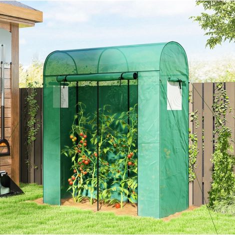 Mini serra a tunnel 170 x 68 x 200 cm in acciaio verde, porta avvolgibile da giardino – MEUBLIV (1/5)