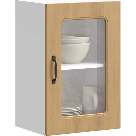 Kitchen Wall Cabinet with Glass Door Kalmar Artisan Oak Engineered Wood vidaXL (1/5)