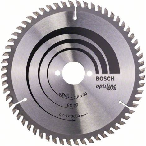 Bosch – Lame de scie circulaire au carbure 190 x 30 x 2.6 mm 60 dents – Pour bois dur – SKU 2608641188