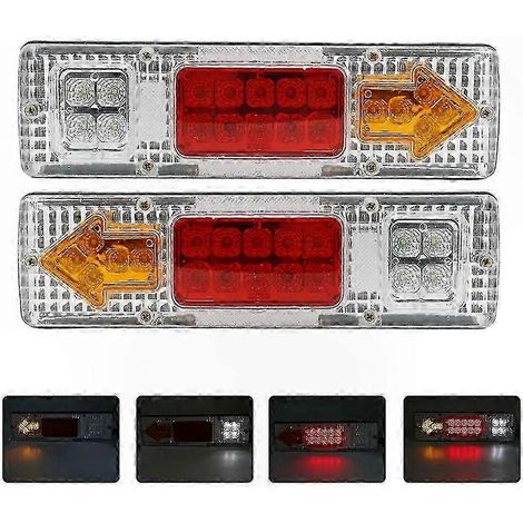 feux arrière LED 12 V pour remorque, camion, bateau, camping-car, caravane, fourgonnette, feux de freinage et de recul, conception étanche (2 pièces, style E) (1/5)