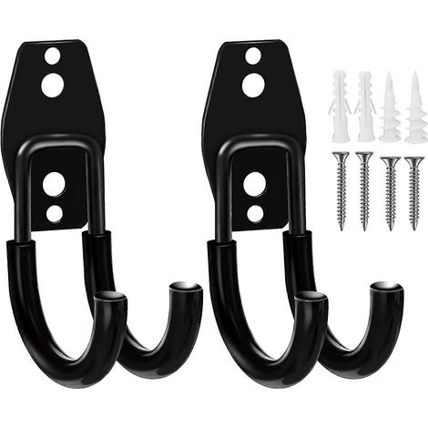 Lot de 2 crochets de garage muraux robustes avec revêtement antidérapant, crochets en J (1/5)